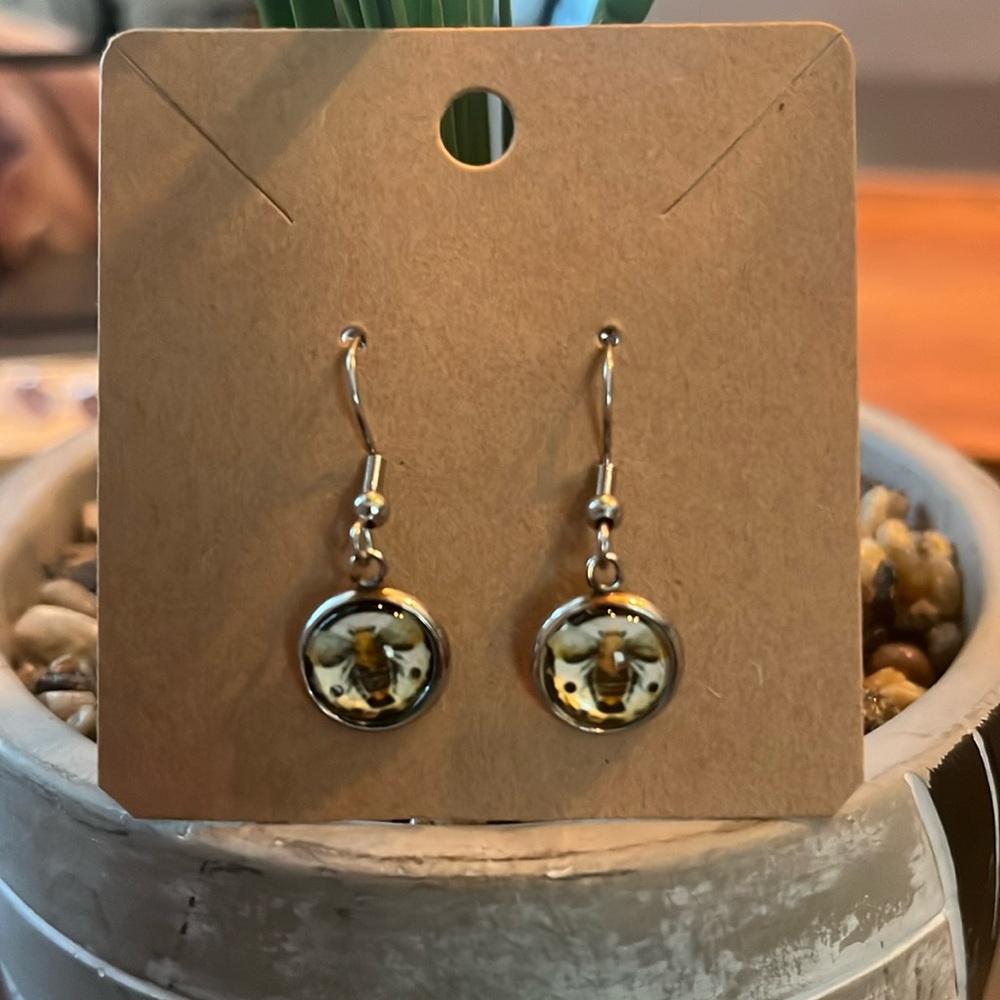 Hand Crafted Honey Bee Dangle Earrings